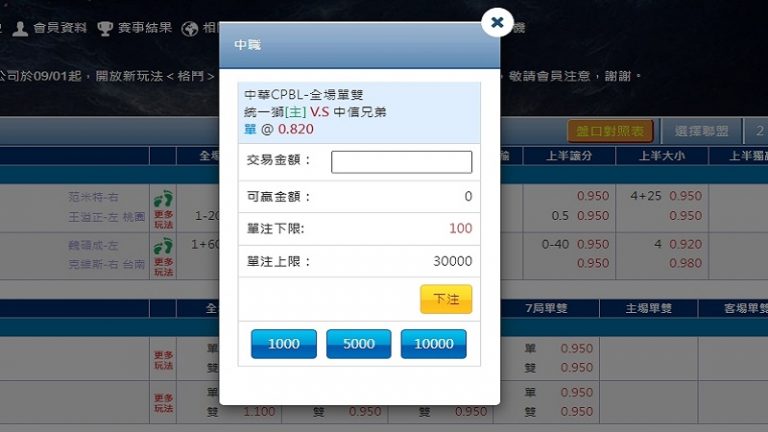 WINBET CPLB運彩棒球下注頁面 WINBET CPLB運彩棒球下注頁面