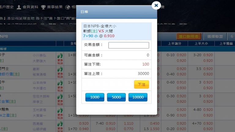 WINBET NBP運彩棒球下注頁面 WINBET NBP運彩棒球下注頁面